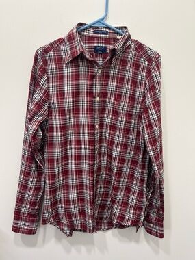 Gant Button Down Windblown Oxford Men’s Small Red Plaid Fitted Long Sleeve